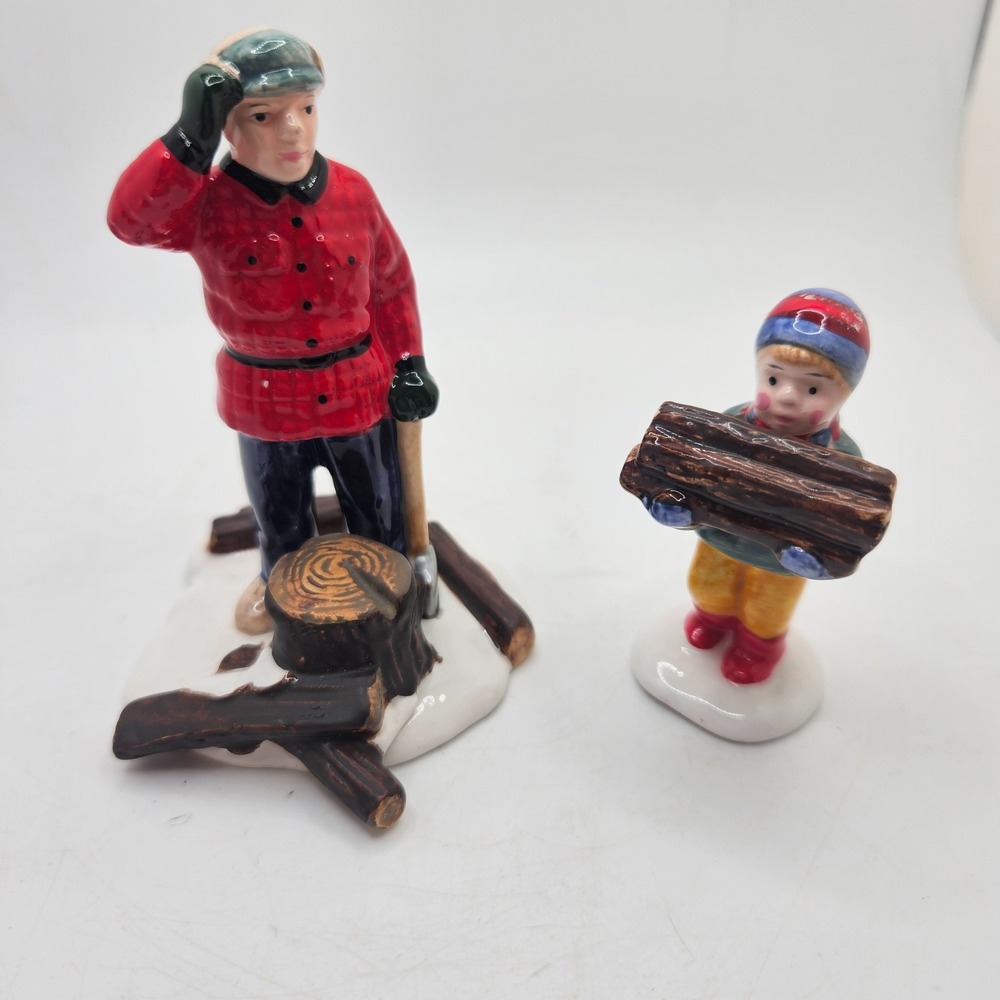 Dept 56 Original Snow Village Woodsman and Boy Set of 2 #5130-6 w/ Box
